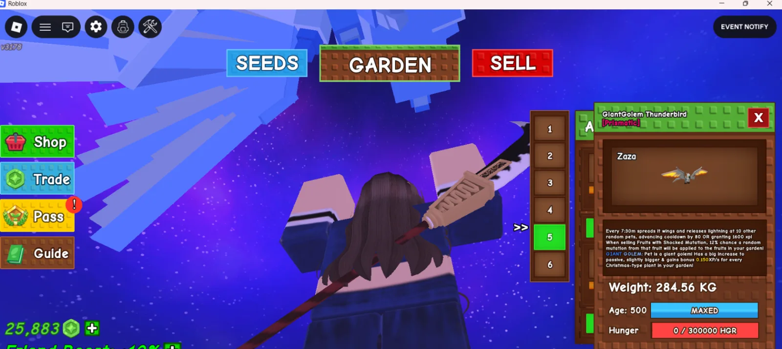280kg+ GiantGolem Thunderbird Prismatic super handsome // age 500 maxed // lightning cooldown + 1600 XP//not griffin//i run out of tag others limita
