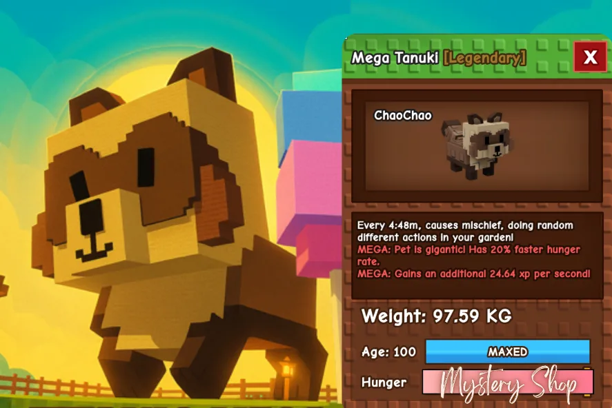 LIMITED EDITION Titanic Mega Tanuki Age : 100 97.59 kg Best Ability FREE 5 SX Sheckles Fast and Clean!