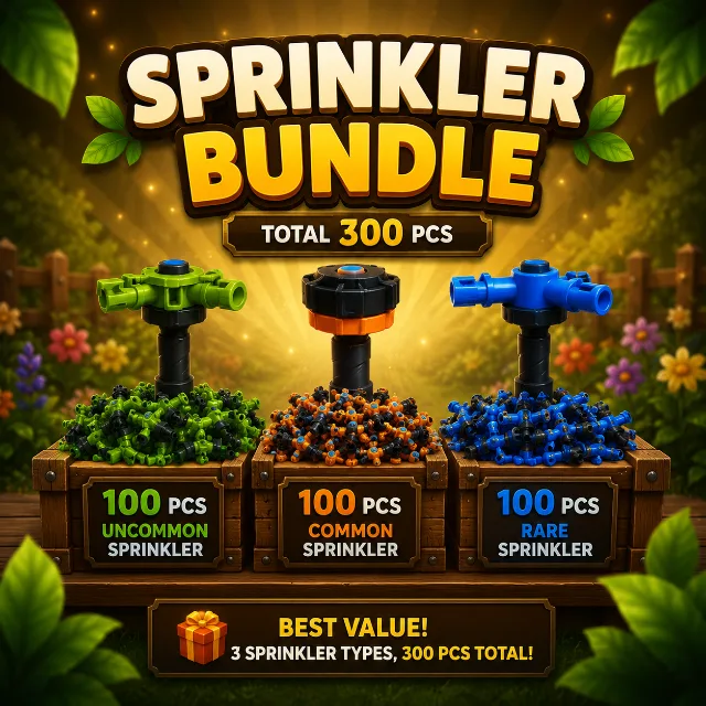 300 SPRINKLER BUNDLE - 100 RARE + 100 UNCOMMON + 100 COMMON SPRINKLERS
