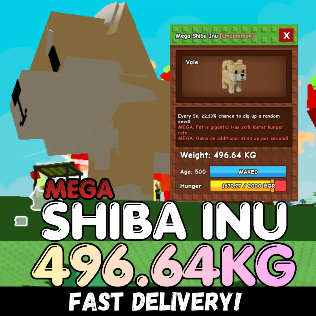 MEGA Colossal Shiba Inu 496.64KG Age 500 INSTANT DELIVERY