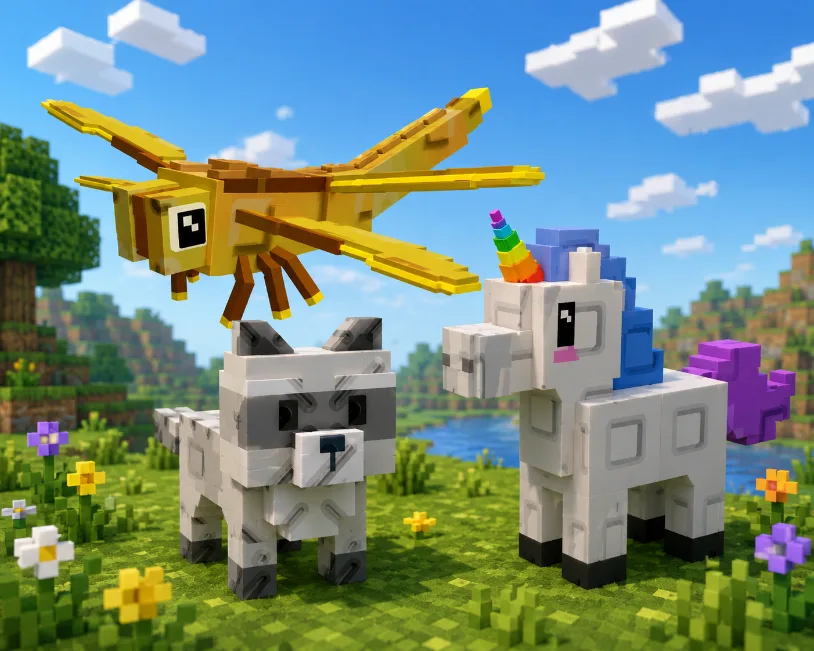 Unicorn + Dragonfly + Raccoon