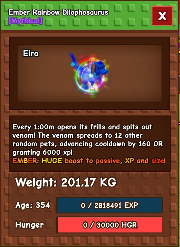 HUGE Rainbow Hatched Dilo New Ember mutation 6KG base — Account account