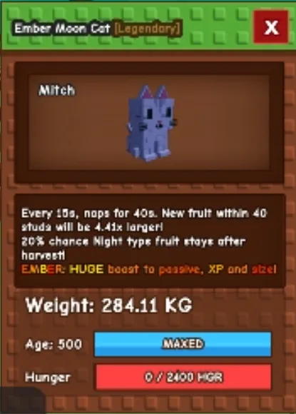 280KG+ Ember Moon Cat // 4.4x Size Boost // Super Handsome and Cute — Account account