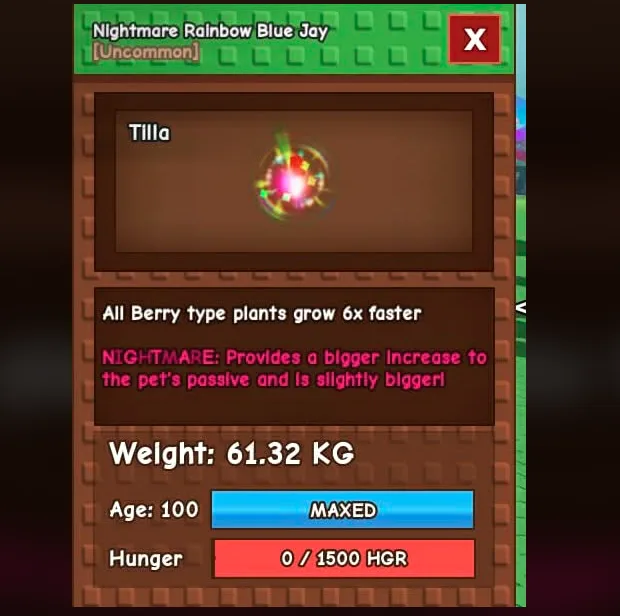 Nightmare Rainbow Blue Jay 61.32kg — Account account