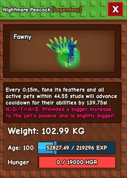 GODLY NIGHTMARE PEACOCK 102KG - 15S COOLDOWN INSTANT DELIVERY