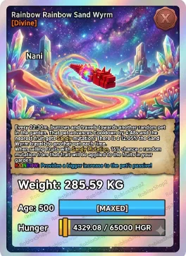 285.59KG DOUBLE RAINBOW HATCH GIGANTIC SAND WYRM 5 0 0 MAX AGE l READY TO USE - 22:30 MINS MAX CD - NO TOY LIMITED STOCK