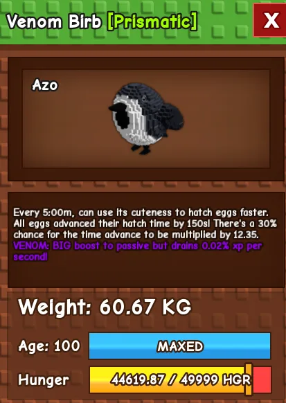 60KG - 61KG BIRB NIGHTMARE / EVERCHANTED / VENOM! — Account account