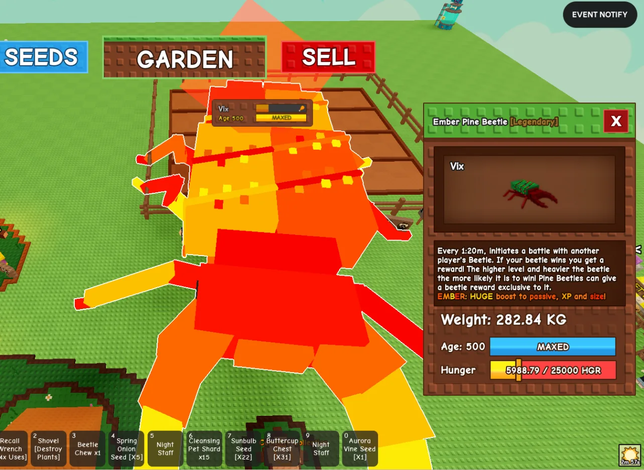 280kg+ Ember Pine Beetle super handsome// 280kg+ //Age 500 MAXED//Legendary pet//beetle battle