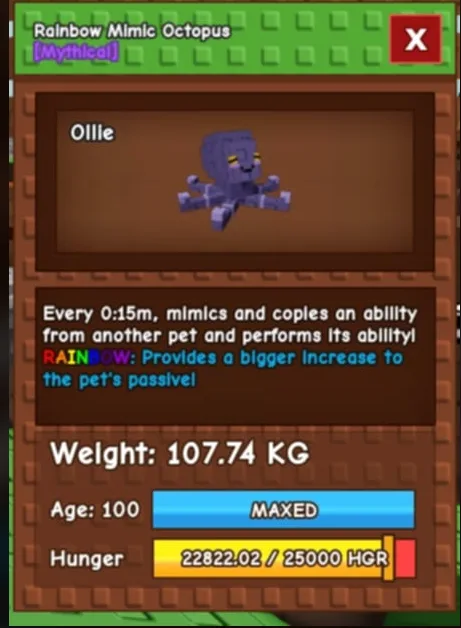 Godly Colossal Rainbow Mimic Octopus 100kg Max Age Titan colosal 100 kg 15s CD