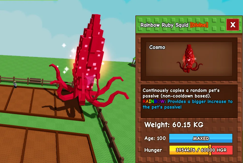 60.7kg Age 100 Rainbow Ruby Squid