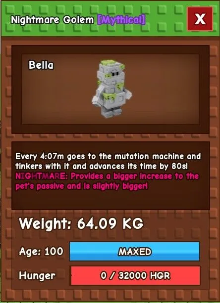 HUGE NIGHTMARE GOLEM 64.09KG INSTANT DELIVERY GAG HUGE GOLEM — Account account