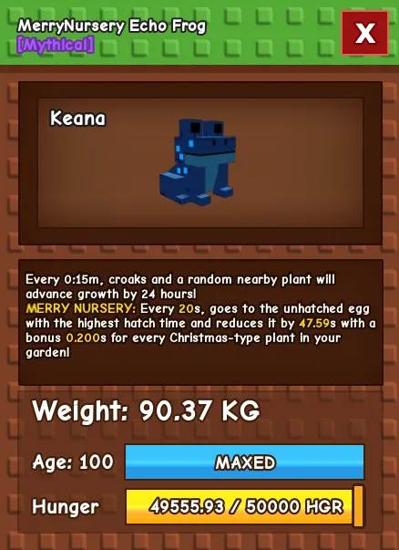 Godly/Titanic Echo Frog 15s CD 90kg+ age100 Merry Nursery Mutation Collectors Pet — Account account