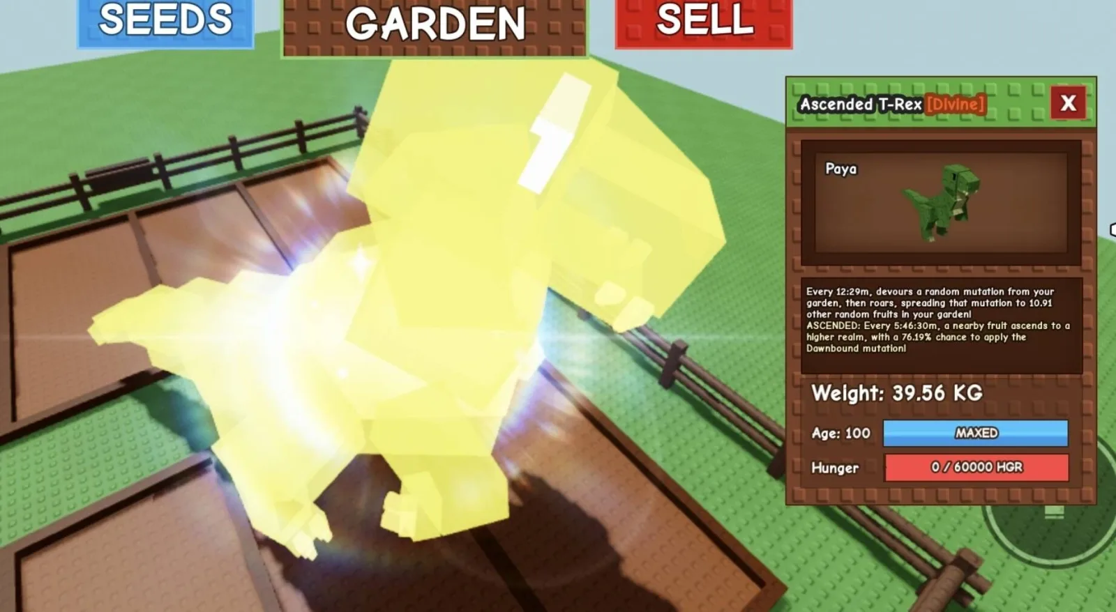 Huge ASCENDED T-Rex - 39.56 KG (Age 100) — Account account
