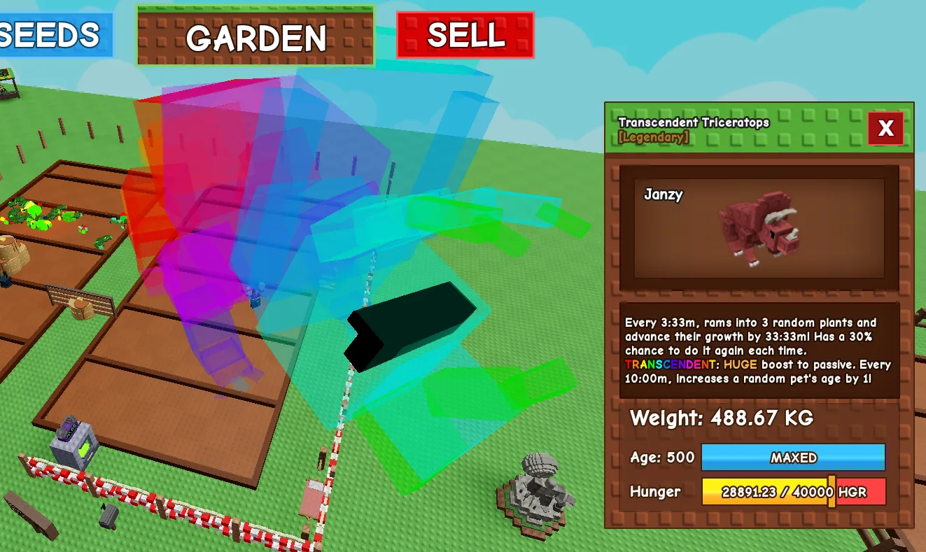 488KG+ Transcendent Triceratops Legendary // super handsome // Age 500 Maxed // Plant Growth Boost