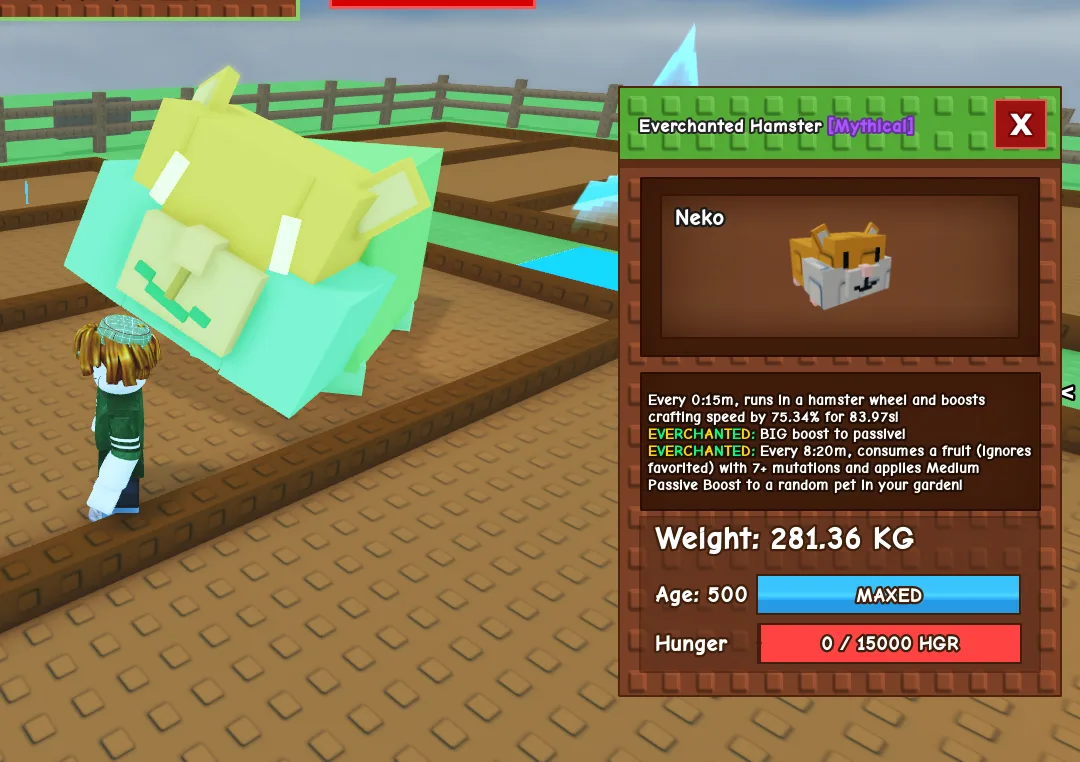 280KG++ HAMSTER EVERCHANTED MAX LEVEL AGE 500 // 15S COOLDOWN / 15S CD MAX PASSIVE MAX CAP