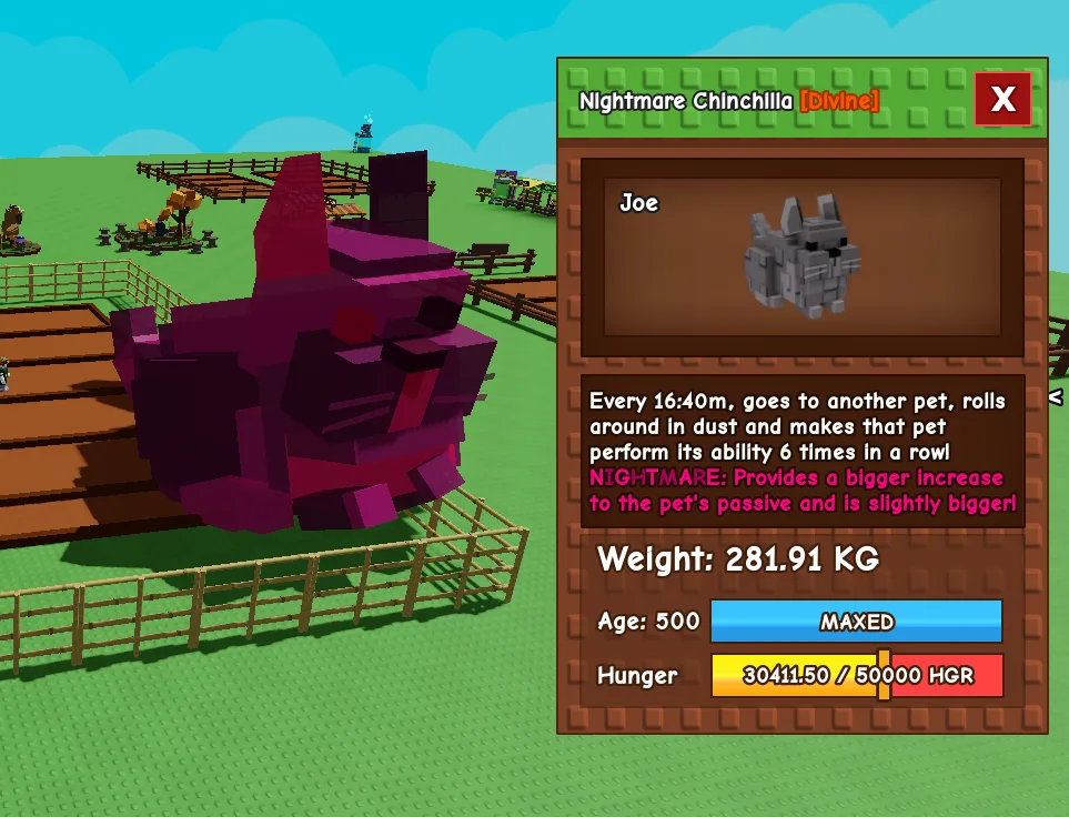 280 KG+ NIGHTMARE CHINCHILLA MAX AGE LEVEL 500