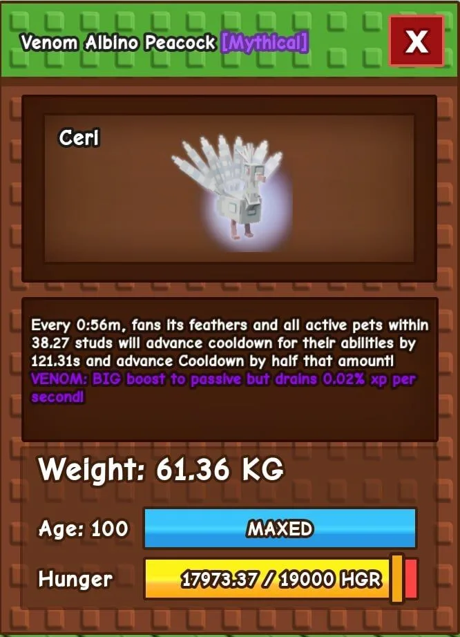 READY HUGE ALBINO PEACOCK 60/61 KG ( DLC PETS) Grow A Garden