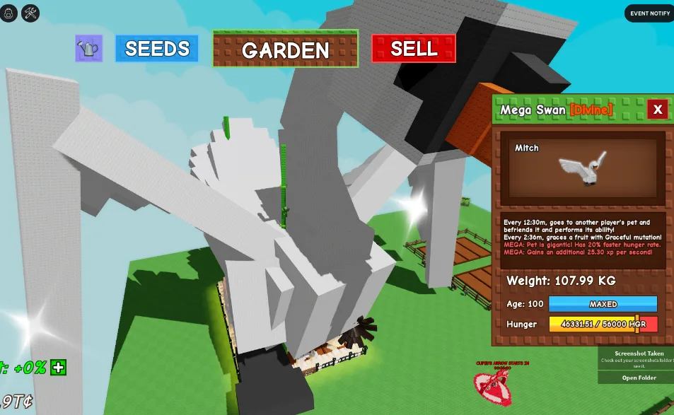 Colossal Titanic Huge Mega Swan 107Kg+ Age 100 Divine Pet