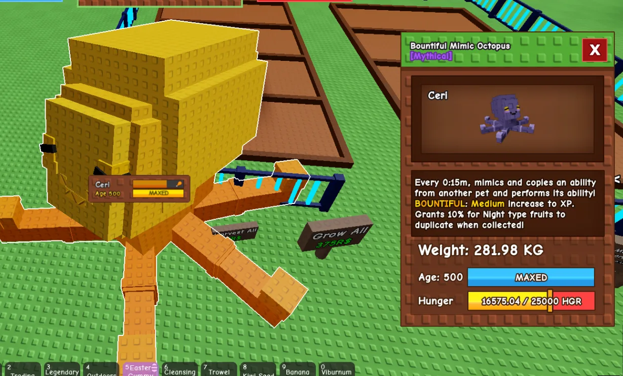 281KG+ Bountiful Mimic Octopus Mythical // super handsome // Age 500 Maxed // Mimics Pet Abilities