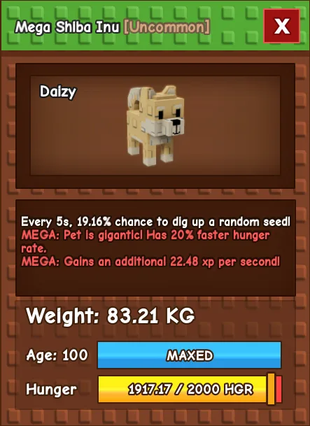 GODLY TITANIC COLOSSAL MEGA SHIBA INU 83.21 KG Age 100 MAX — Account account