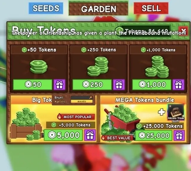 1000 Token Game GAG No taxes or fees, get 100 . Easy exchange, in-game shopping at 1:1 ratio equal to robux