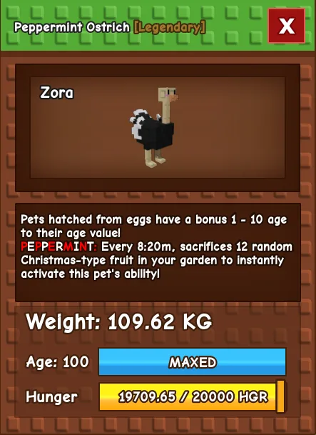 GODLY TITANIC COLOSSAL Peppermint OSTRICH 109.62 KG Age 100 MAX — Account account