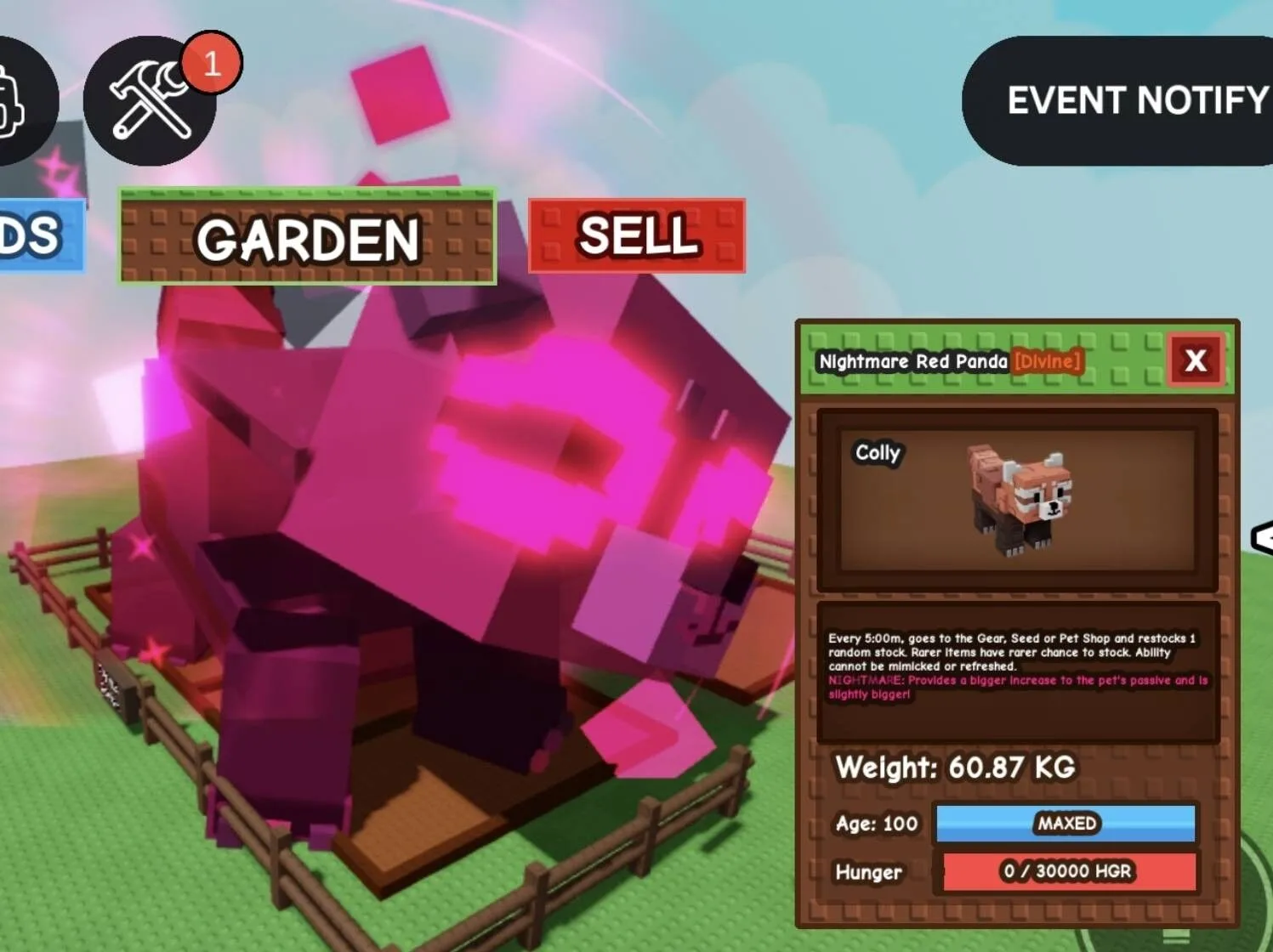 Huge NIGHTMARE Red Panda - 60.87 KG (Age 100) — Account account