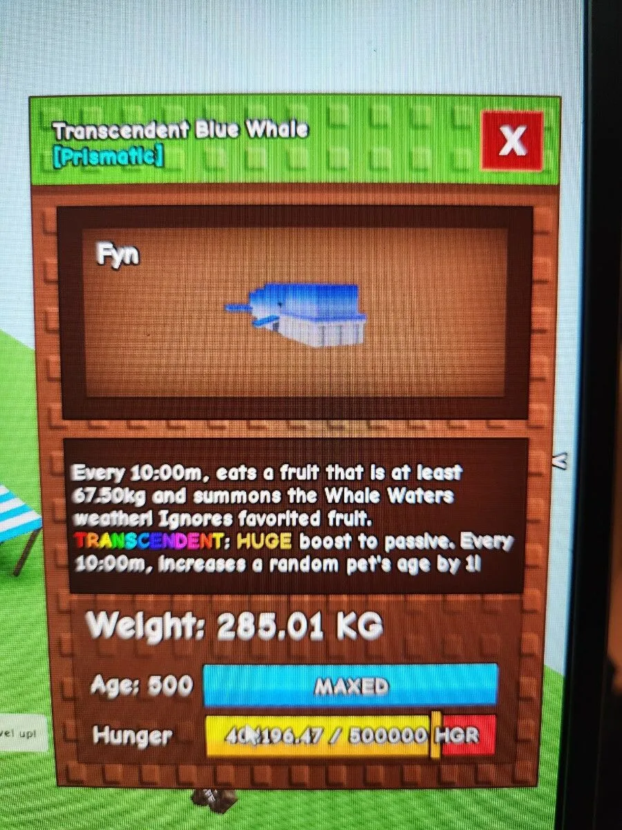 BLUE WHALE TRANSCENDENT 285KG ! + 1500 tokens offer !