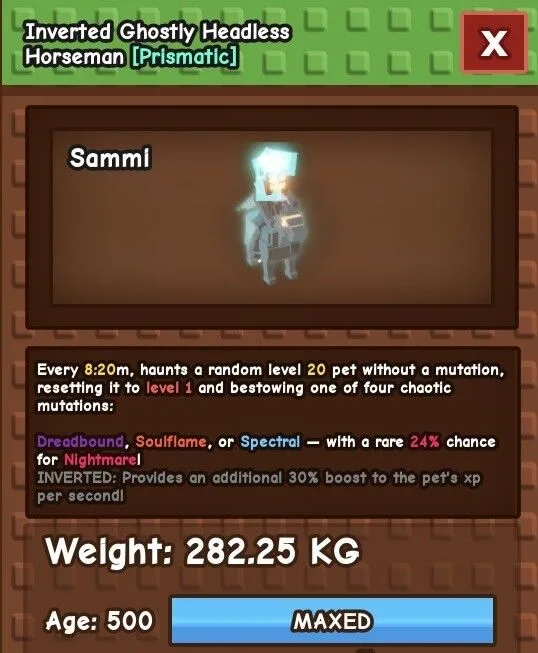 Inverted Ghostly Headless Horseman Grow a Garden (GAG) Digital Pet. Fully Boosted Age 500 GUARANTEED FAST DELIVERY
