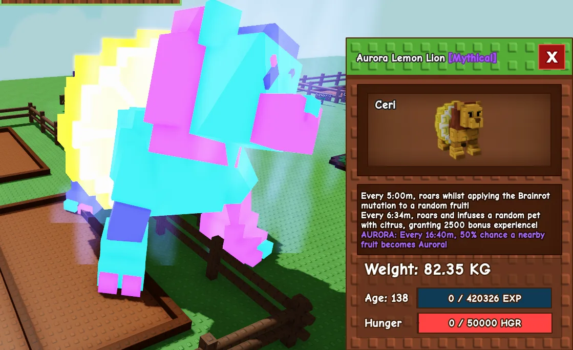 82.35kg Age 138 Aurora Lemon Lion