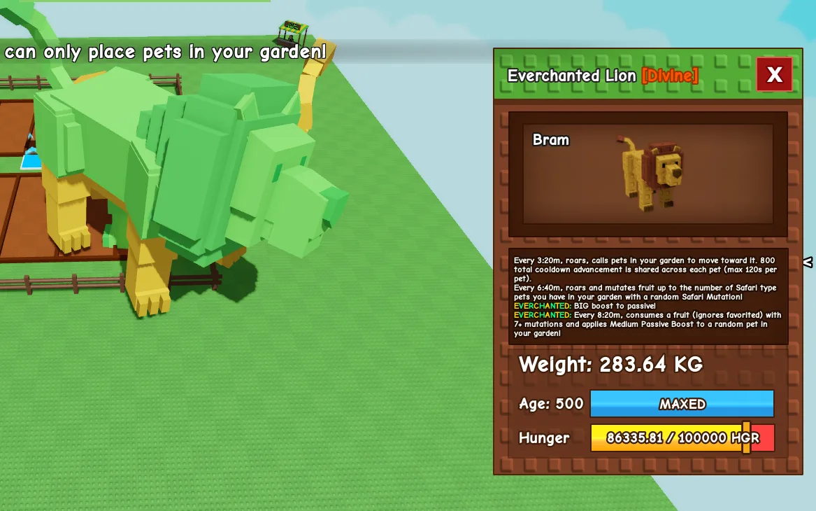 EVERCHANTED LION 280KG++ // MAX AGE LEVEL 500 HUGE TITANIC COLOSSAL GODLY MAX CAP MAX PASSIVE