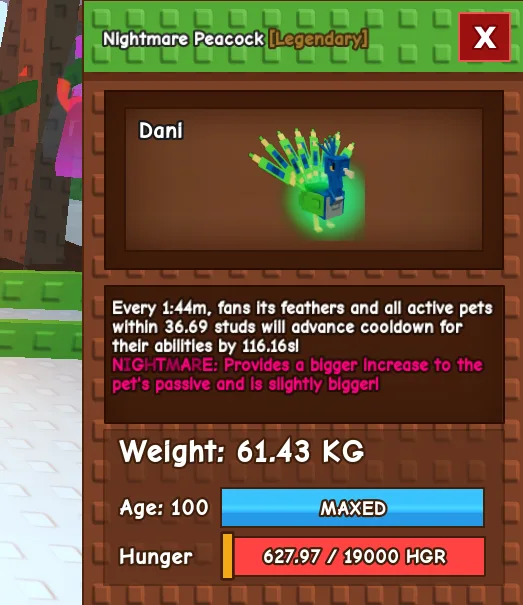 Huge Nightmare Peacock 61.43kg — Account account