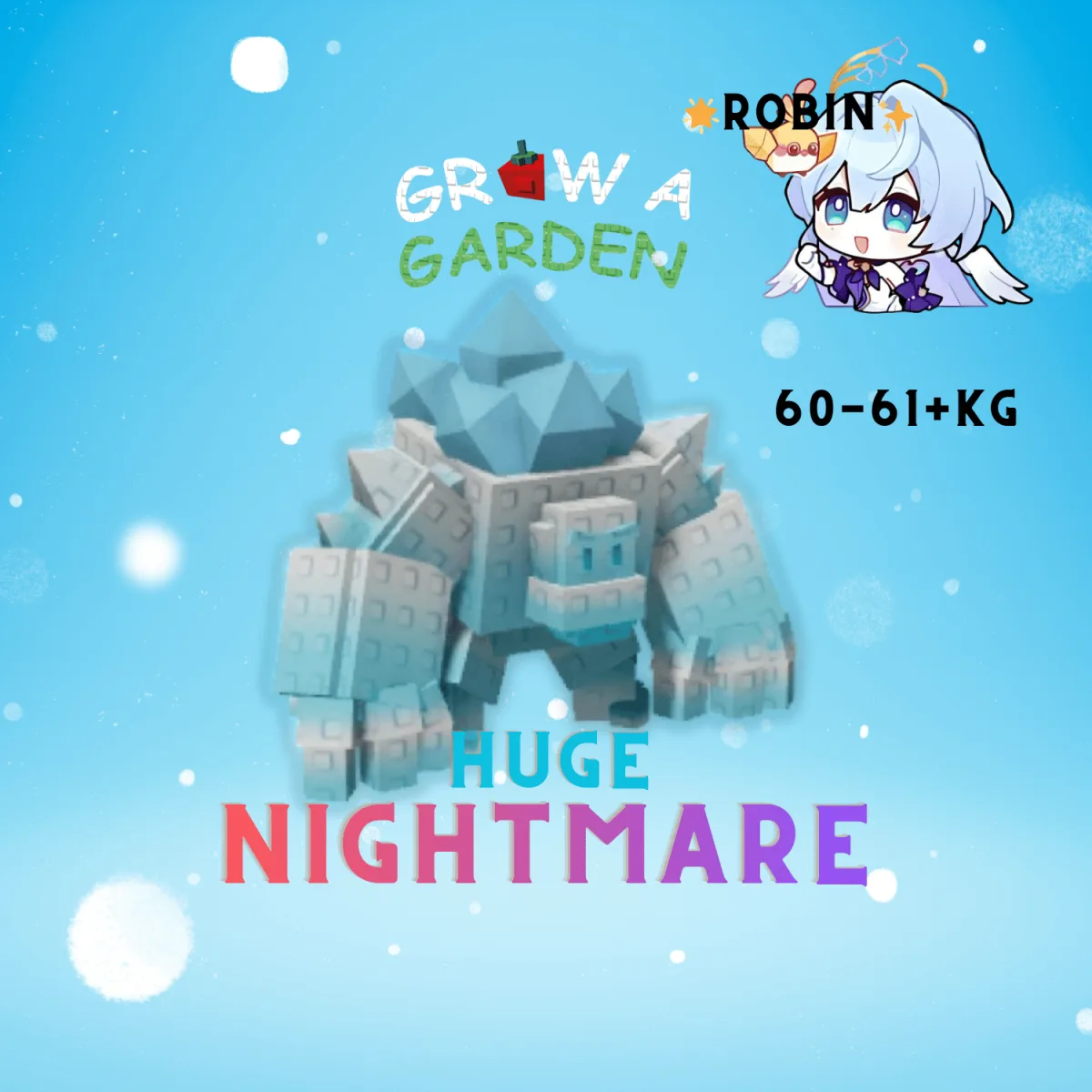 HUGE Nightmare Ice Golem - 60-61 + KG - Passive 10 Max - Grow a Garden — Account account