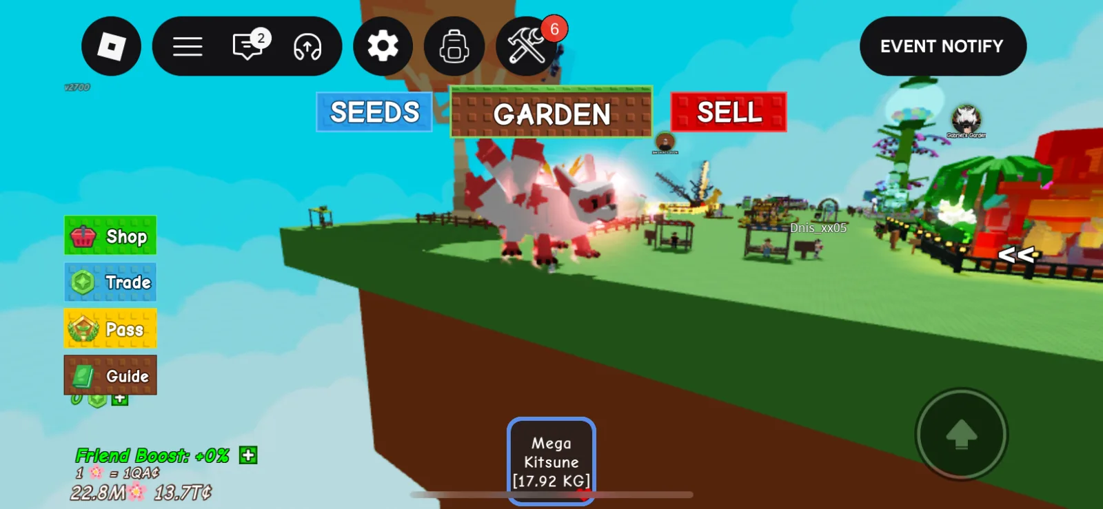 Kitsune Red Mutation Mega Age 100 only 15 Free 8 Ostrich Grow a Garden — Account account