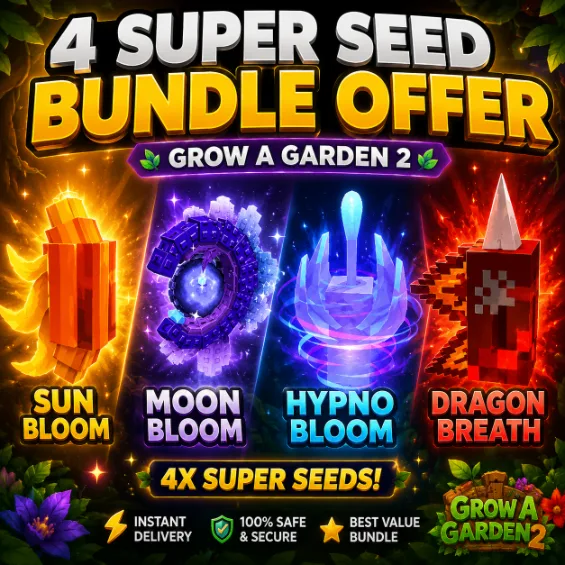 4 Super Seeds Bundle Sun Bloom, Moon Bloom, Hypno Bloom & Dragon Breath Instant Delivery