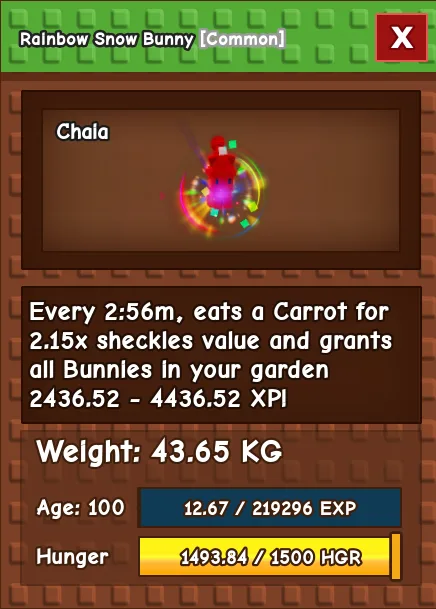 43kg Rainbow Hatched Snow Bunny — Account account