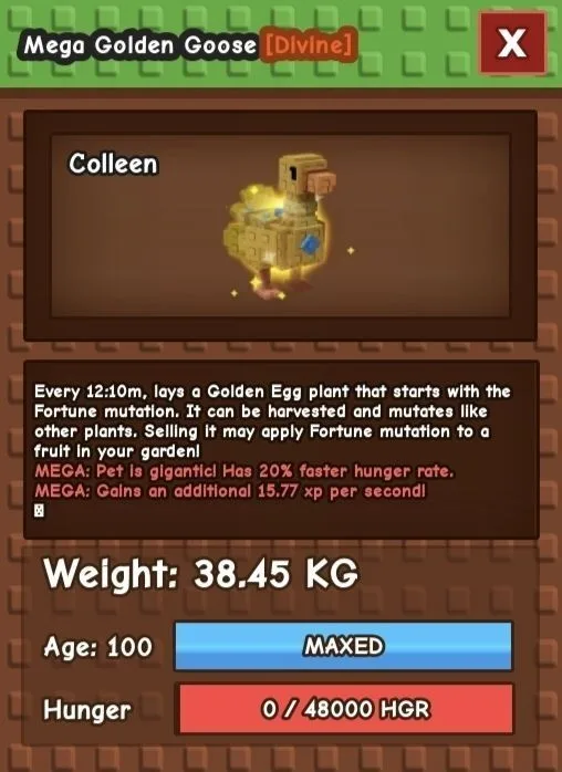 Huge MEGA Golden Goose - 38.45 KG (Age 100) — Account account