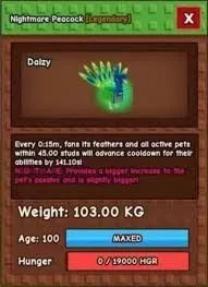 READY TITAN PEACOCK 100 KG++ ( 15 sec) Grow A Garden