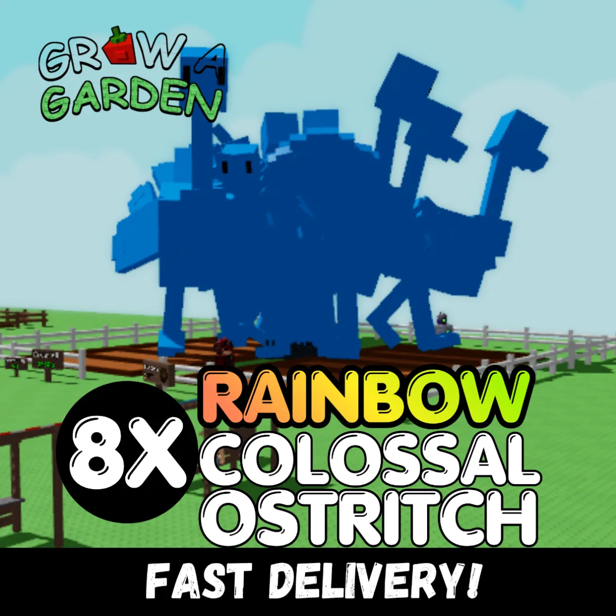 8x RAINBOW OSTRICH Colossal Age 500 INSTANT DELIVERY