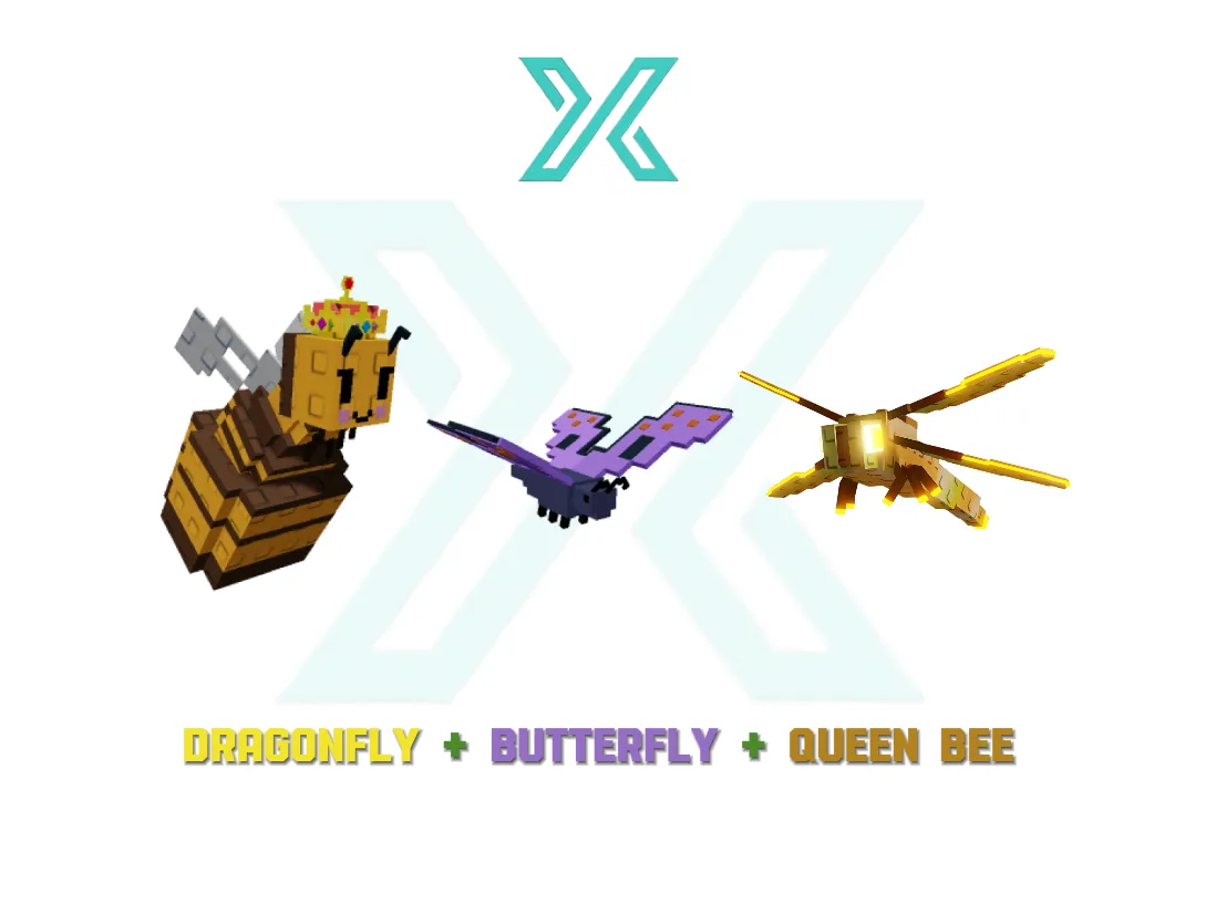3 Pets Bundle Dragonfly + Butterfly + Queen Bee