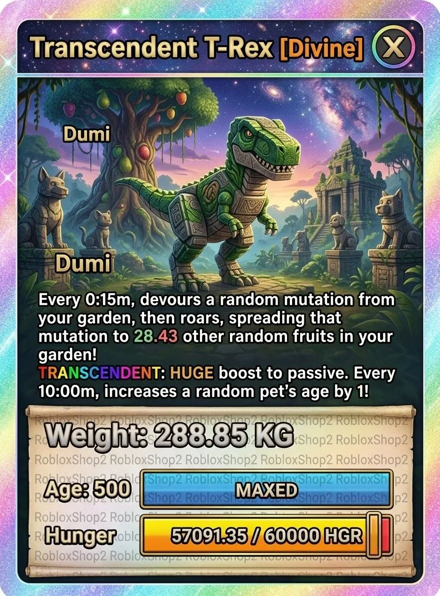 288.85KG TRANSCENDENT GIGANTIC T-REX 5 0 0 AGE l READY TO USE - 15 SEC MAX CD - NO TOY LIMITED STOCK
