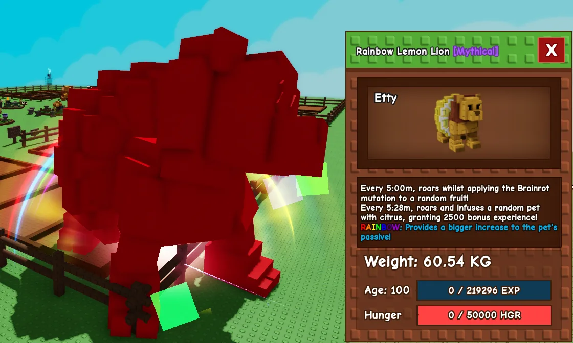60.54kg Age 100 Rainbow Lemon Lion
