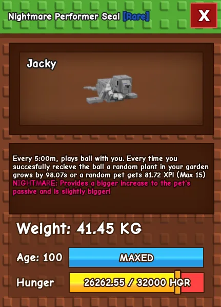 41kg Nightmare Performer seal!! level 100!
