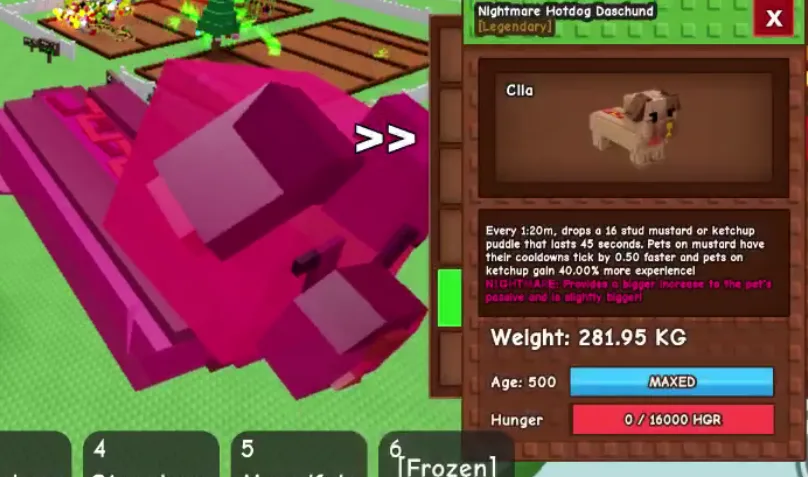 280KG+ Nightmare Hotdog Daschund Legendary // super handsome // Age 500 Maxed // Cooldown Support