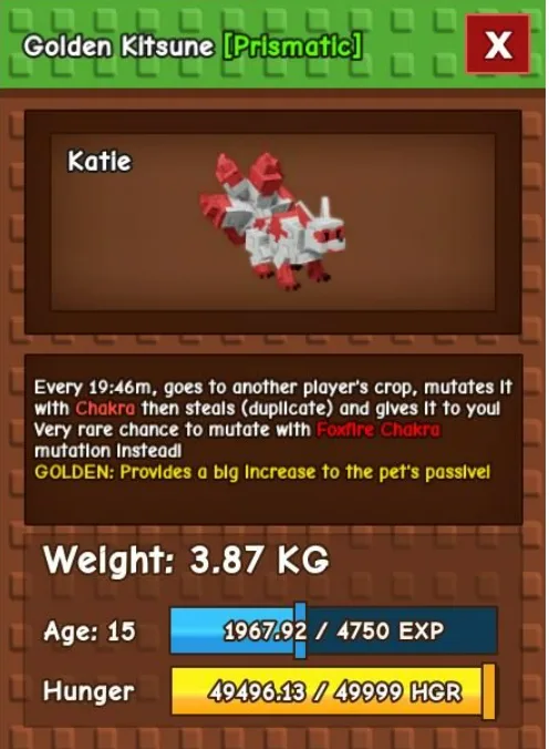 Golden Red Kitsune - Grow A Garden — Account account