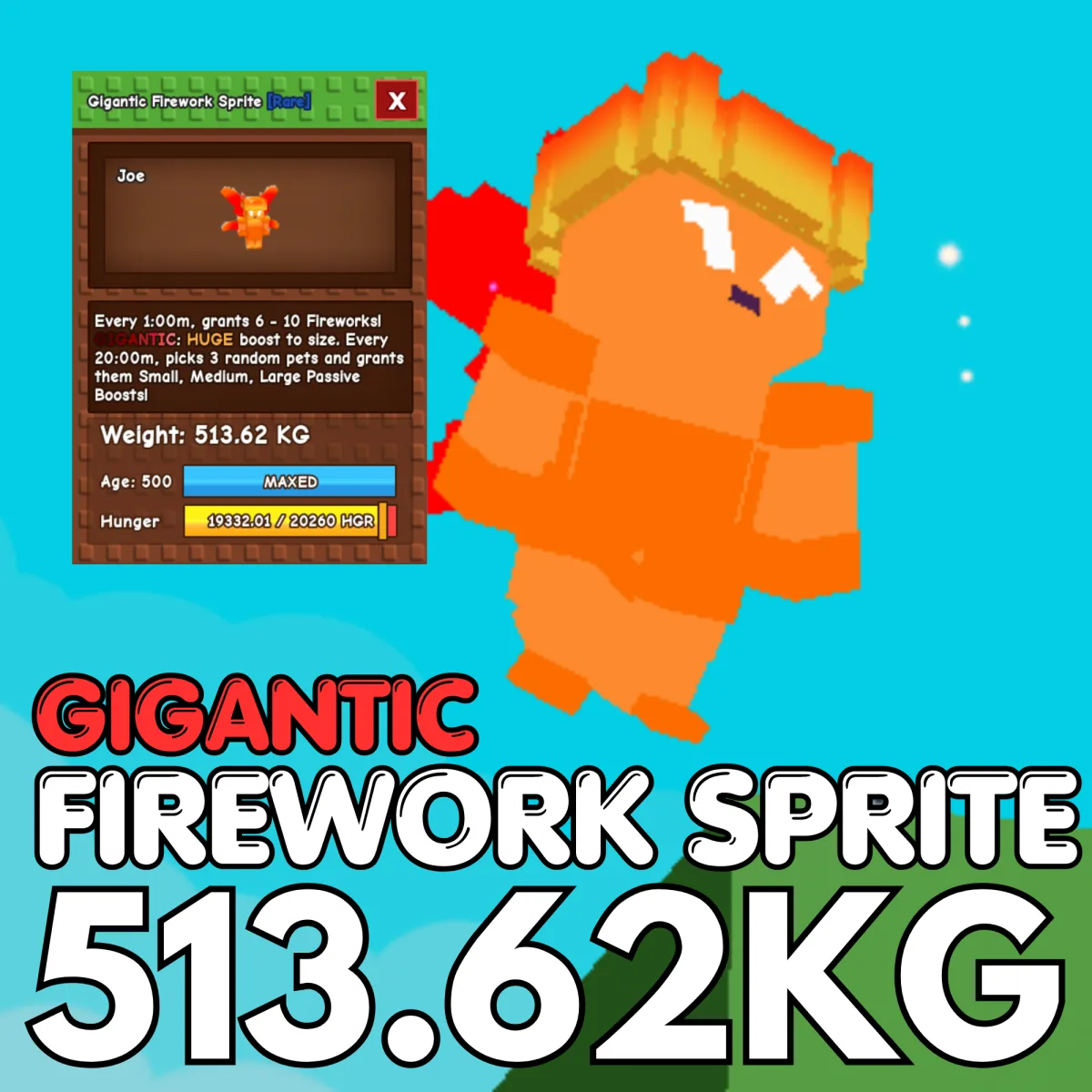 GIGANTIC Colossal Firework Sprite 513.62KG Age 500 INSTANT DELIVERY
