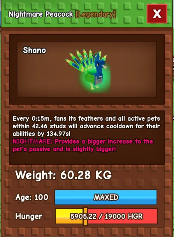 TITAN/HUGE NIGHTMARE PEACOCK 60+KG 15s CD with 1 toy Cheapest