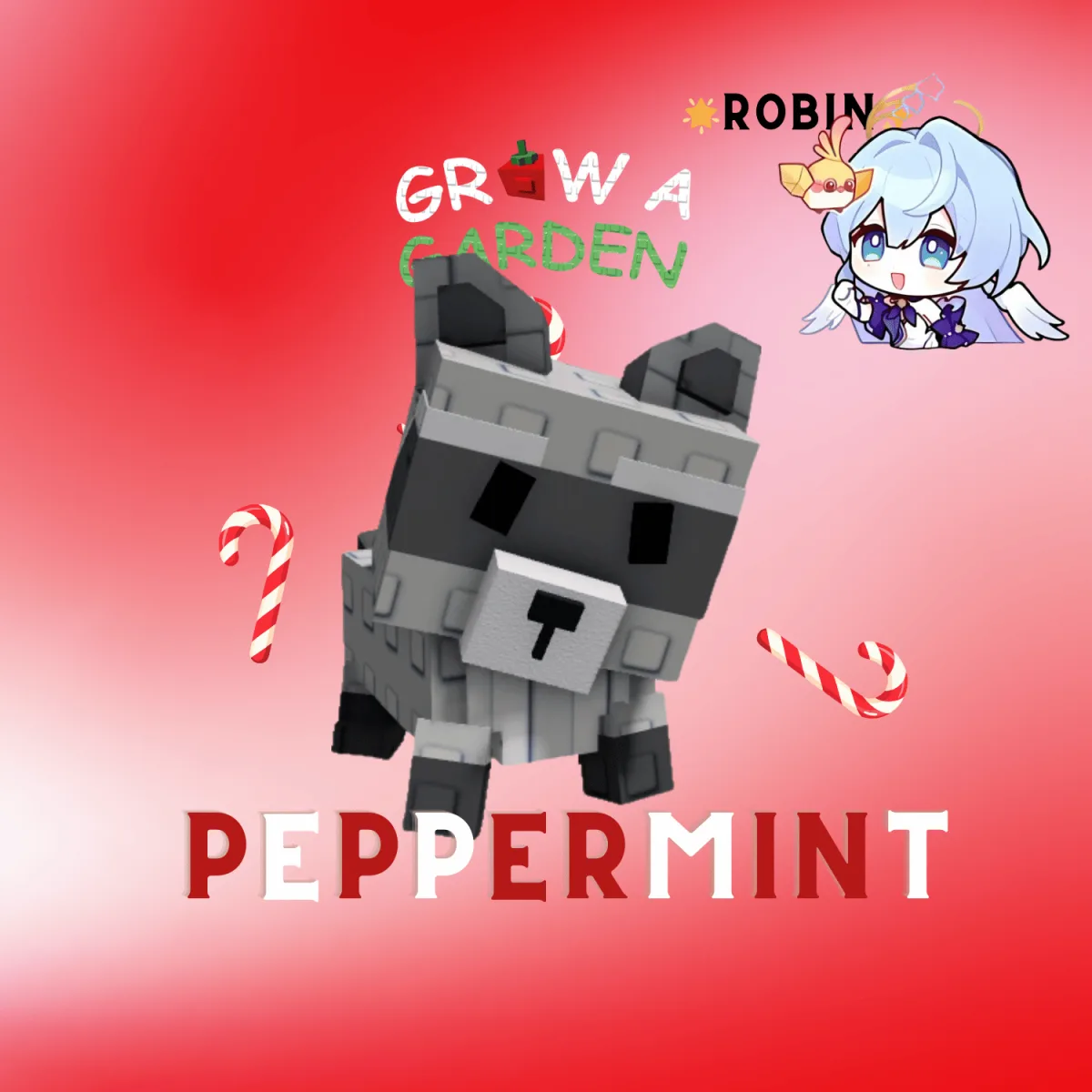 Peppermint Raccoon - Super Rare Pet Mutation - Grow a Garden — Account account