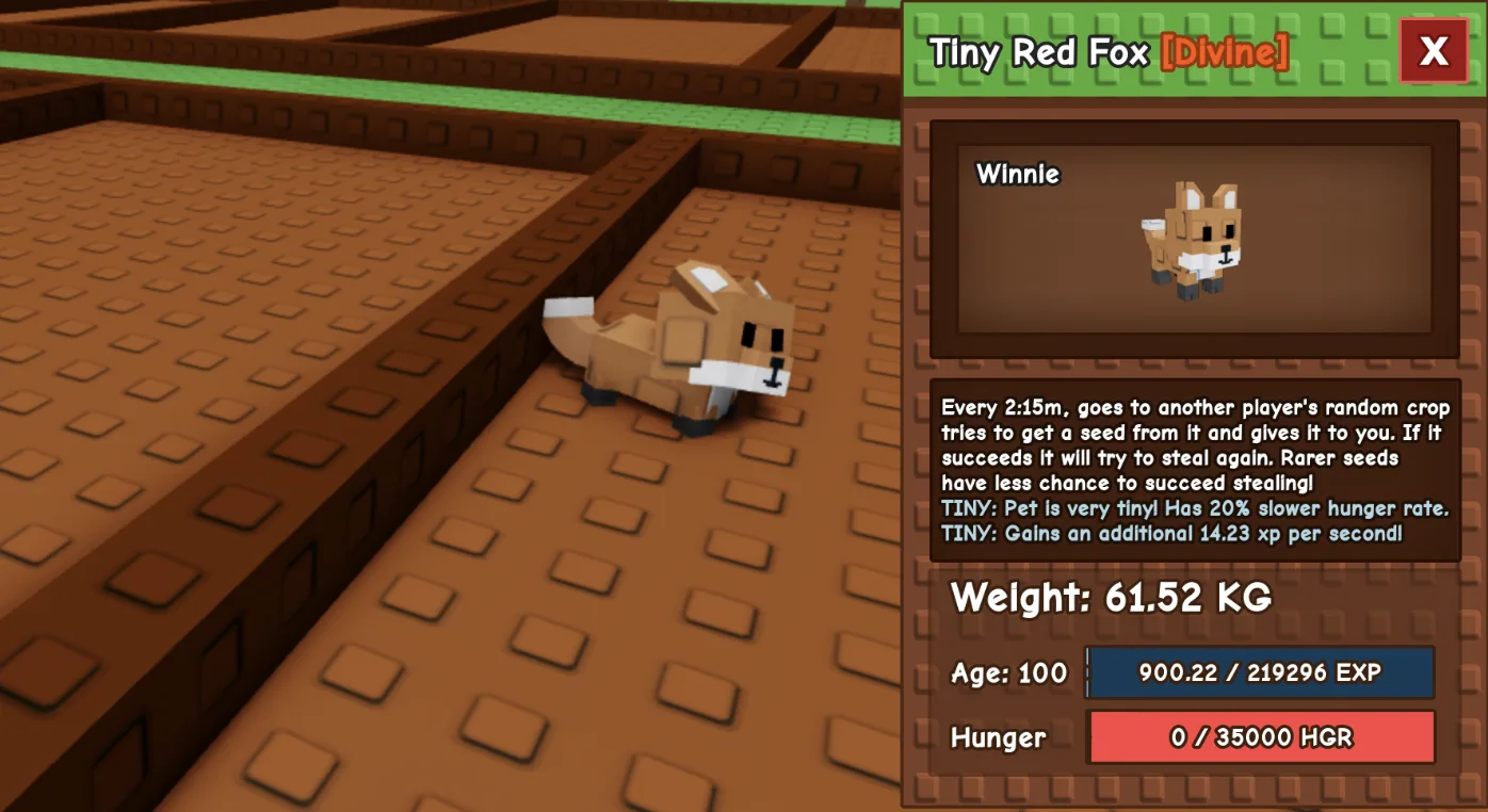 61.52kg Age 100 Tiny Red Fox