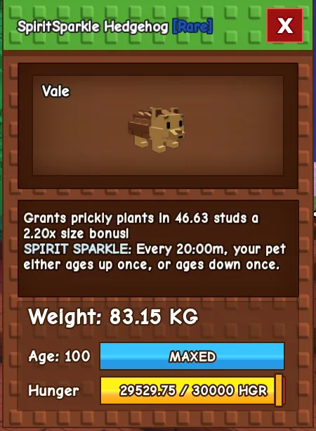 GODLY TITANIC COLOSSAL SPIRIT SPARKLE HEDGEHOG 83.15 KG Age 100 MAX — Account account